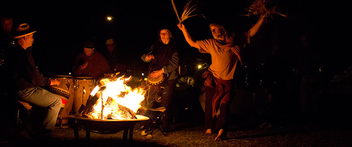 FIre at Saturday Drum Circle by Chase Palm Park in Santa Barbara California